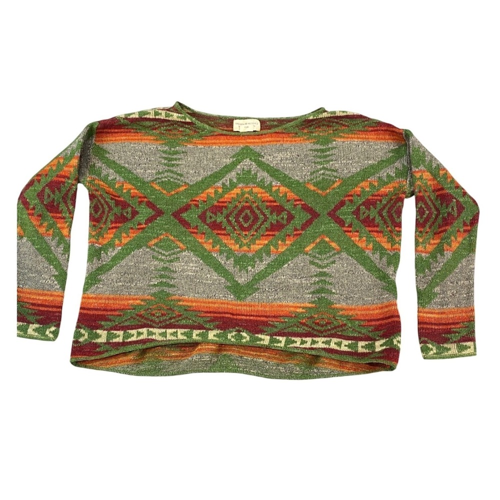 Denim & Supply Ralph Lauren Southwestern Geometric Cotton Knit Sweater Small P/S